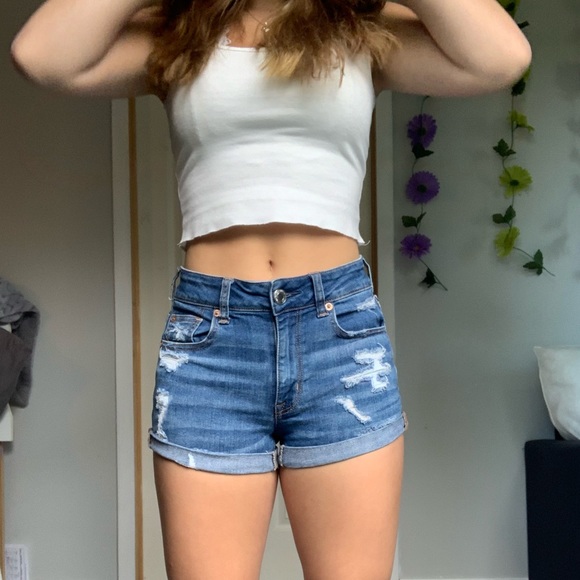 American Eagle Blue Denim Ripped Shorts !! - Picture 1 of 4